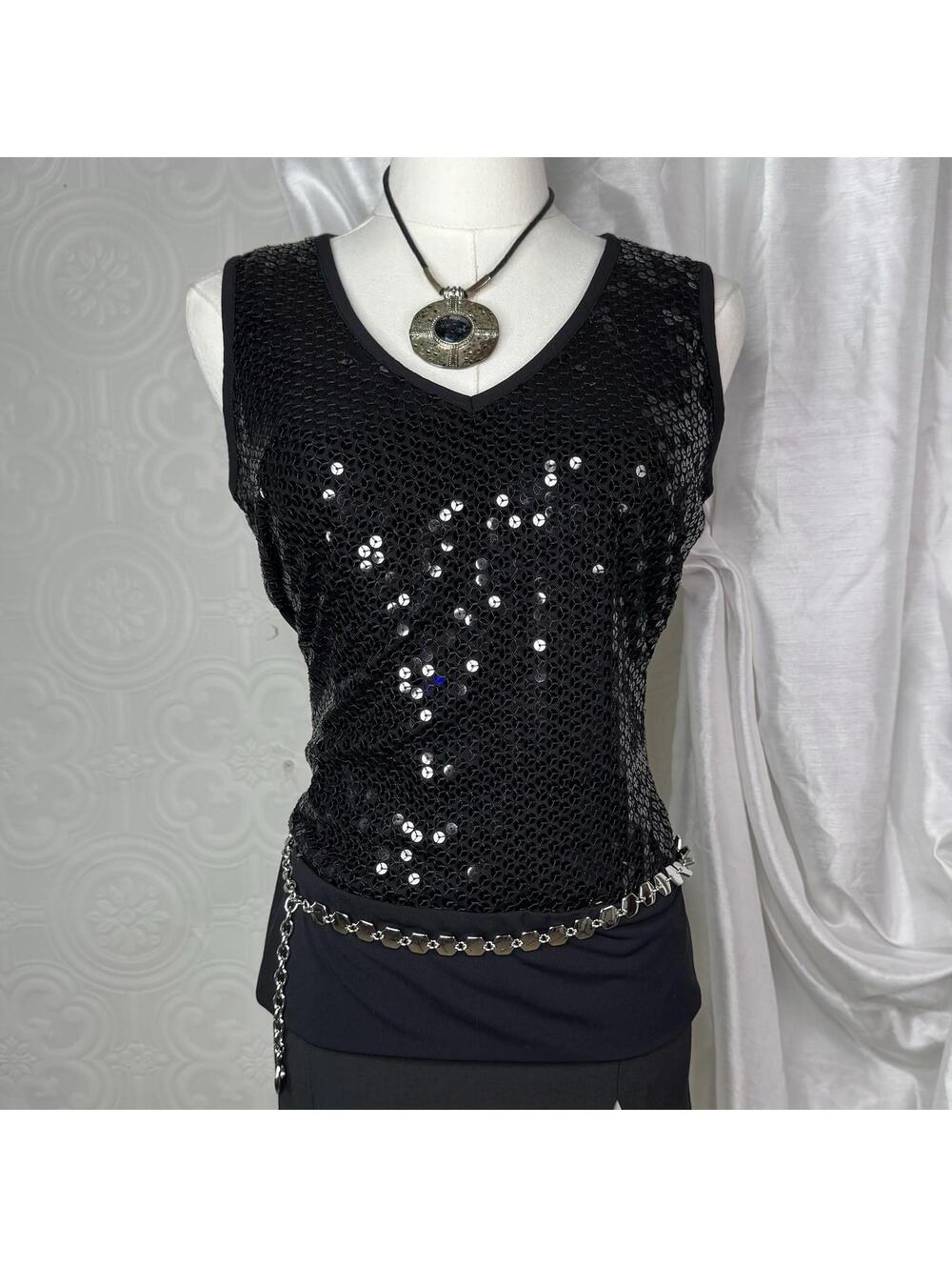 Worthington Black Sequin Tank Top